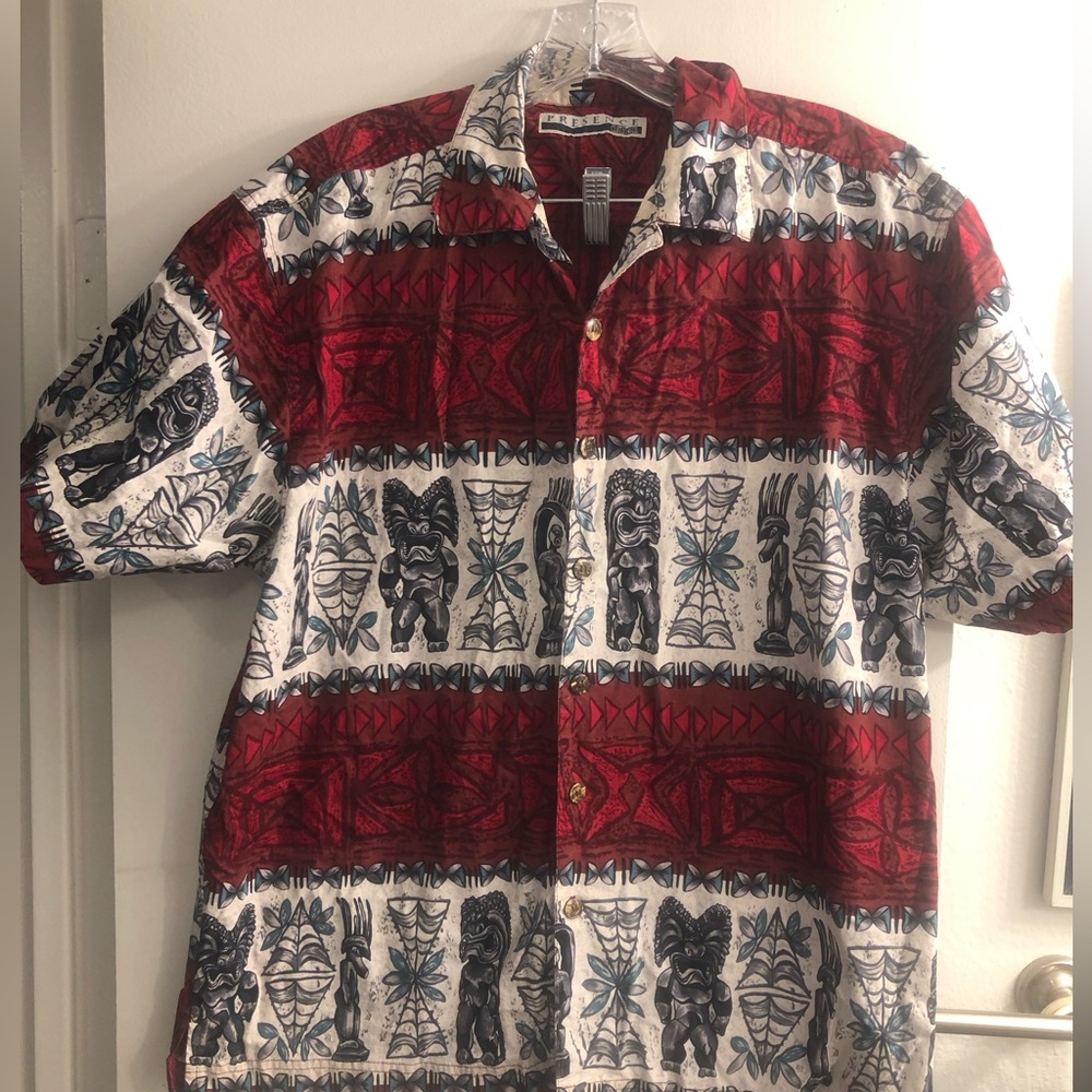 Presence Clothing Co. Red Tiki Tropical Hawaiian Shirt for Men